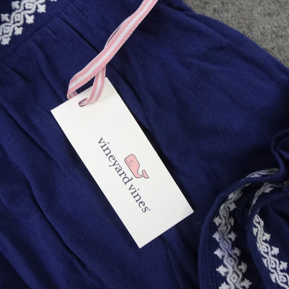Vinyard Vines Dress Girls Extra Small Navy Blue Lattice Sundress Flowy Coverup